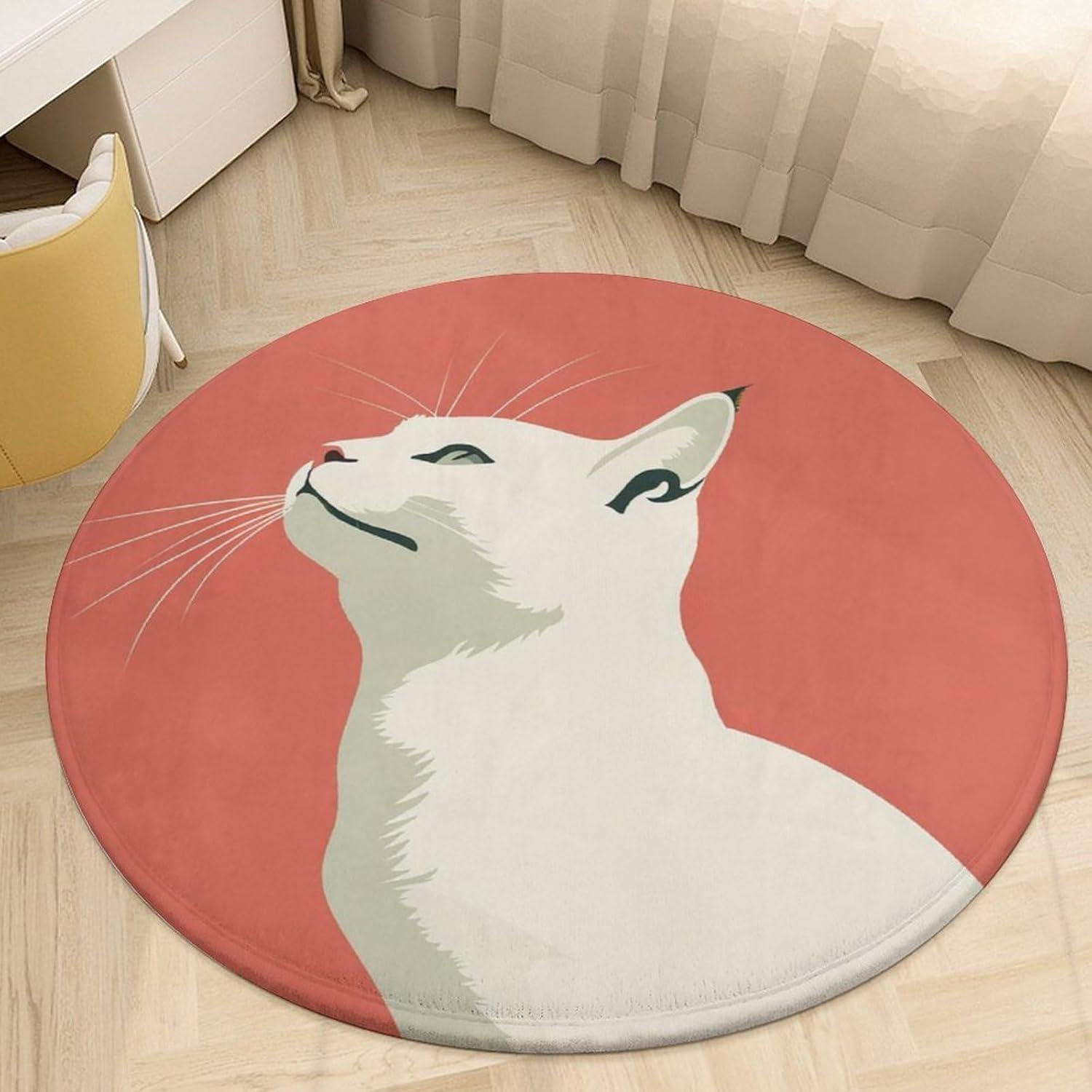 Cute Cartoon Cat Round Area Rug Sweet Kitten Print Non-Slip Circular Carpet Charming Cat Themed Floor Mat for Kids Room Bedroom 80cm x 80cm
Cute Cartoon Cat Round Area Rug Sweet Kitten Print Non-Slip Circular Carpet Charming Cat Themed Floor Mat for Kids Room Bedroom 80cm x 80cm