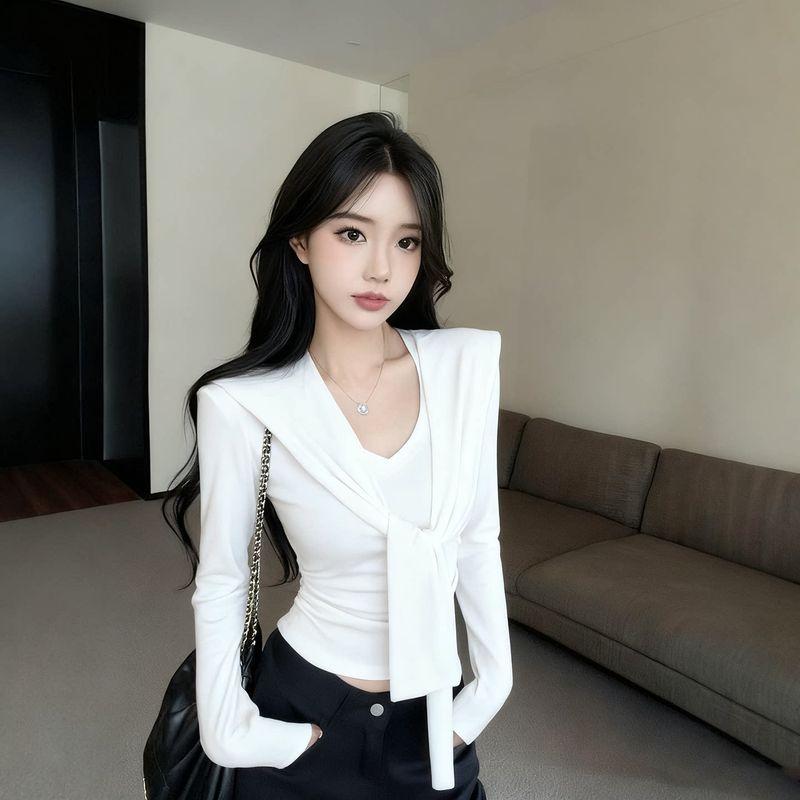 and Winter New Style Spicy Girl Pure Desire V-Neck Long-Sleeve Slim-Fit Design Waist-Cinching Elegant Regular Shoulder Top + Shawl Women s Clothing White S
and Winter New Style Spicy Girl Pure Desire V-Neck Long-Sleeve Slim-Fit Design Waist-Cinching Elegant Regular Shoulder Top + Shawl Women s Clothing White S