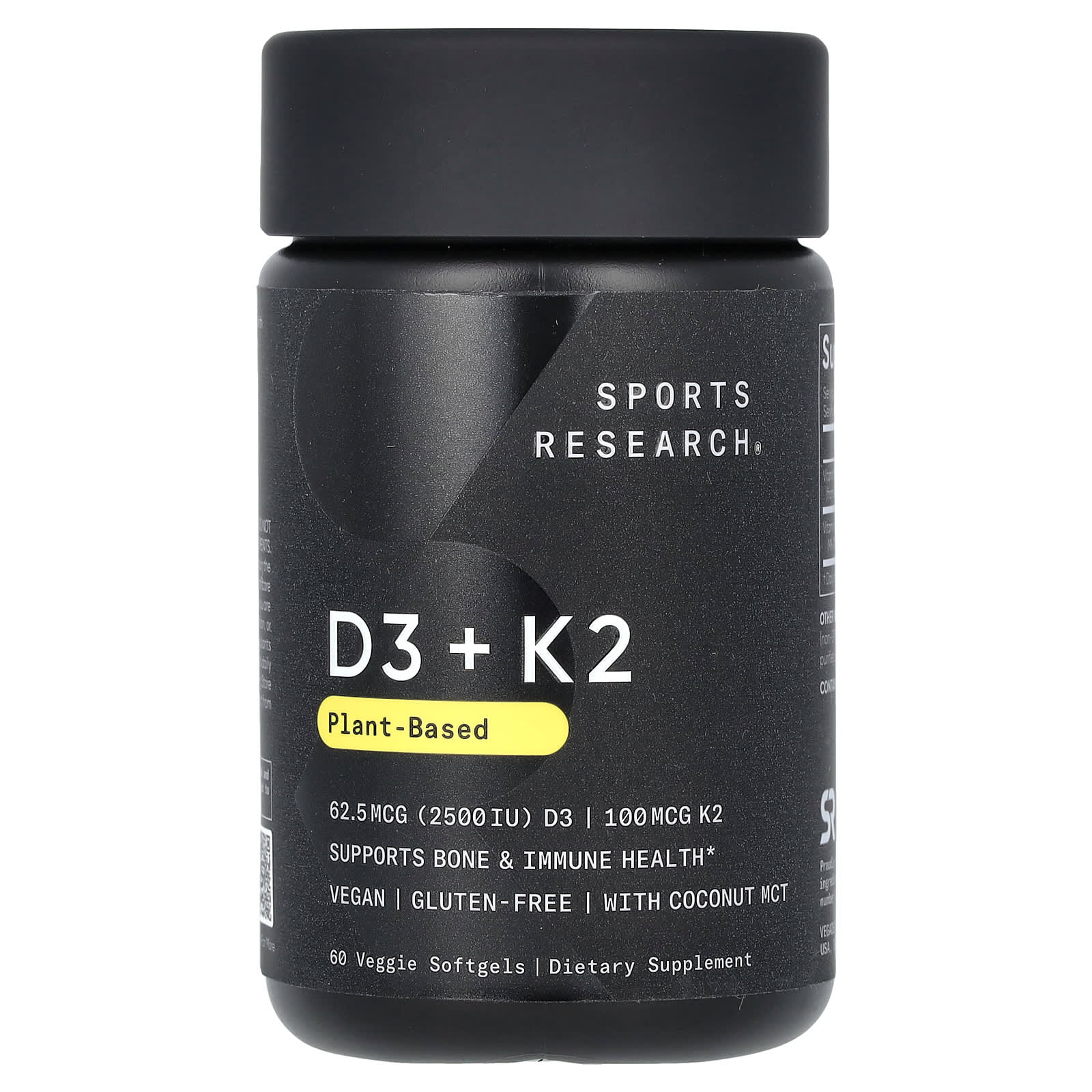 Sports Research, D3 + K2, Botanical Ingredients, 62.5 mcg/100 mcg, 60 Veggie Softgels
Sports Research, D3 + K2, Botanical Ingredients, 62.5 mcg/100 mcg, 60 Veggie Softgels