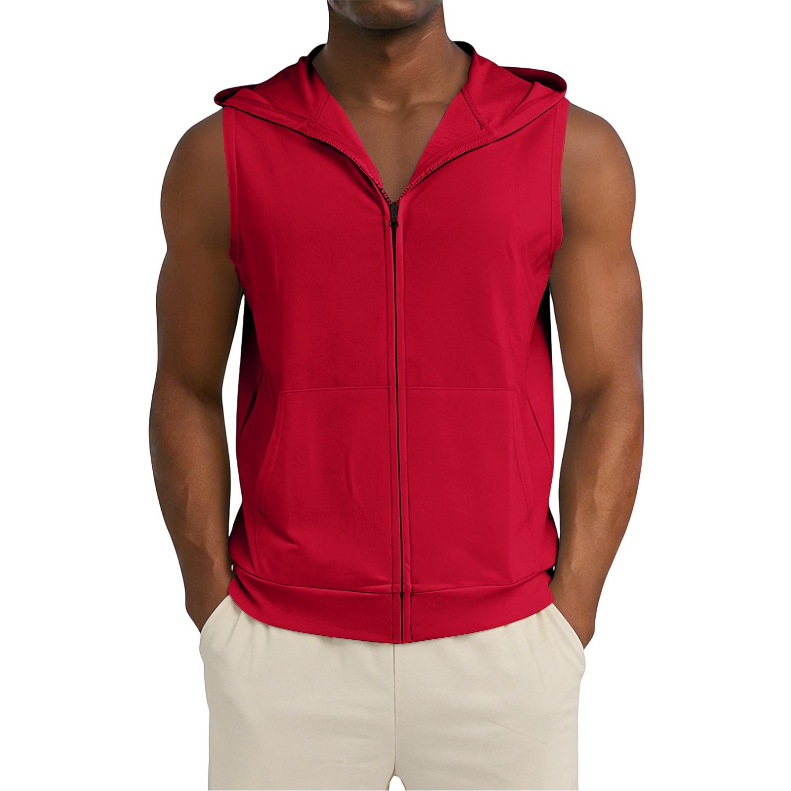 Men s Casual Hooded With Pocket Zipper Top Men s Fitness And Sports Breathable Sleeveless Jacket L
Men s Casual Hooded With Pocket Zipper Top Men s Fitness And Sports Breathable Sleeveless Jacket L