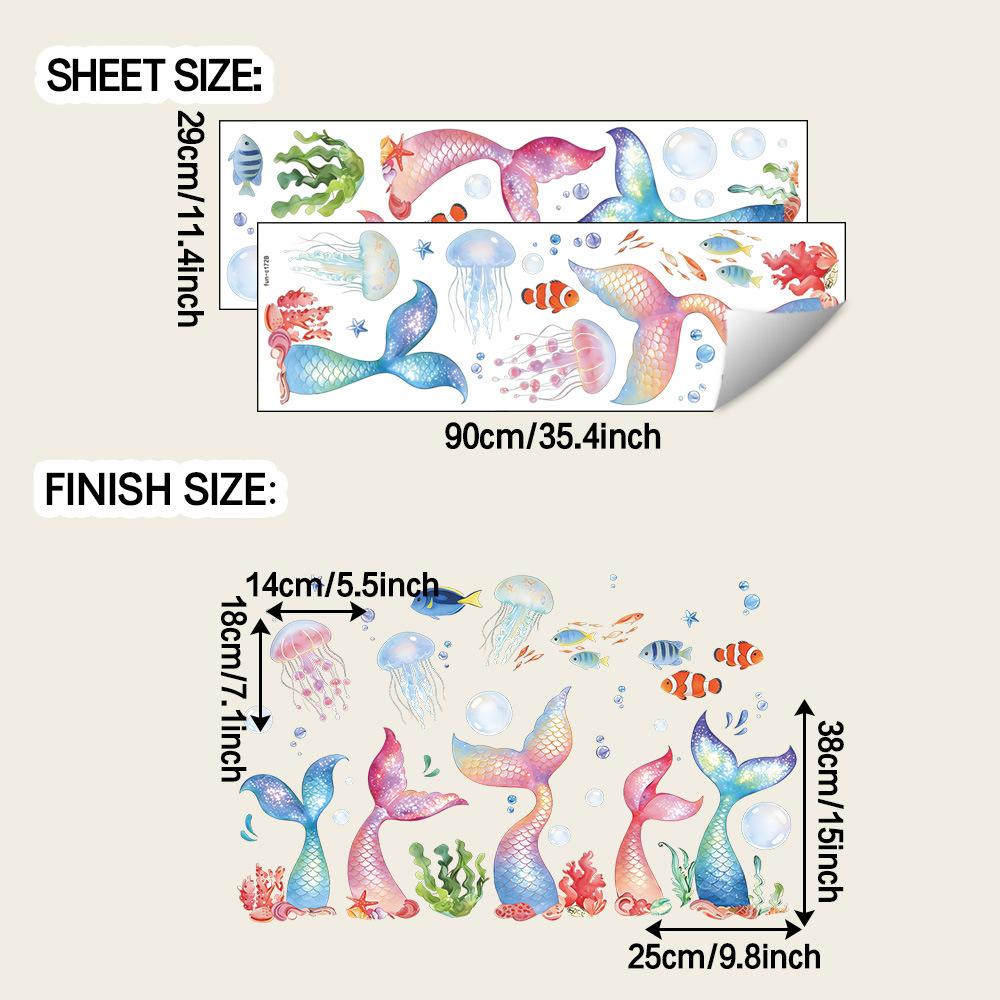Cartoon Dreamy Mermaid Tail and Jellyfish Bathroom Decoration Stickers
Cartoon Dreamy Mermaid Tail and Jellyfish Bathroom Decoration Stickers