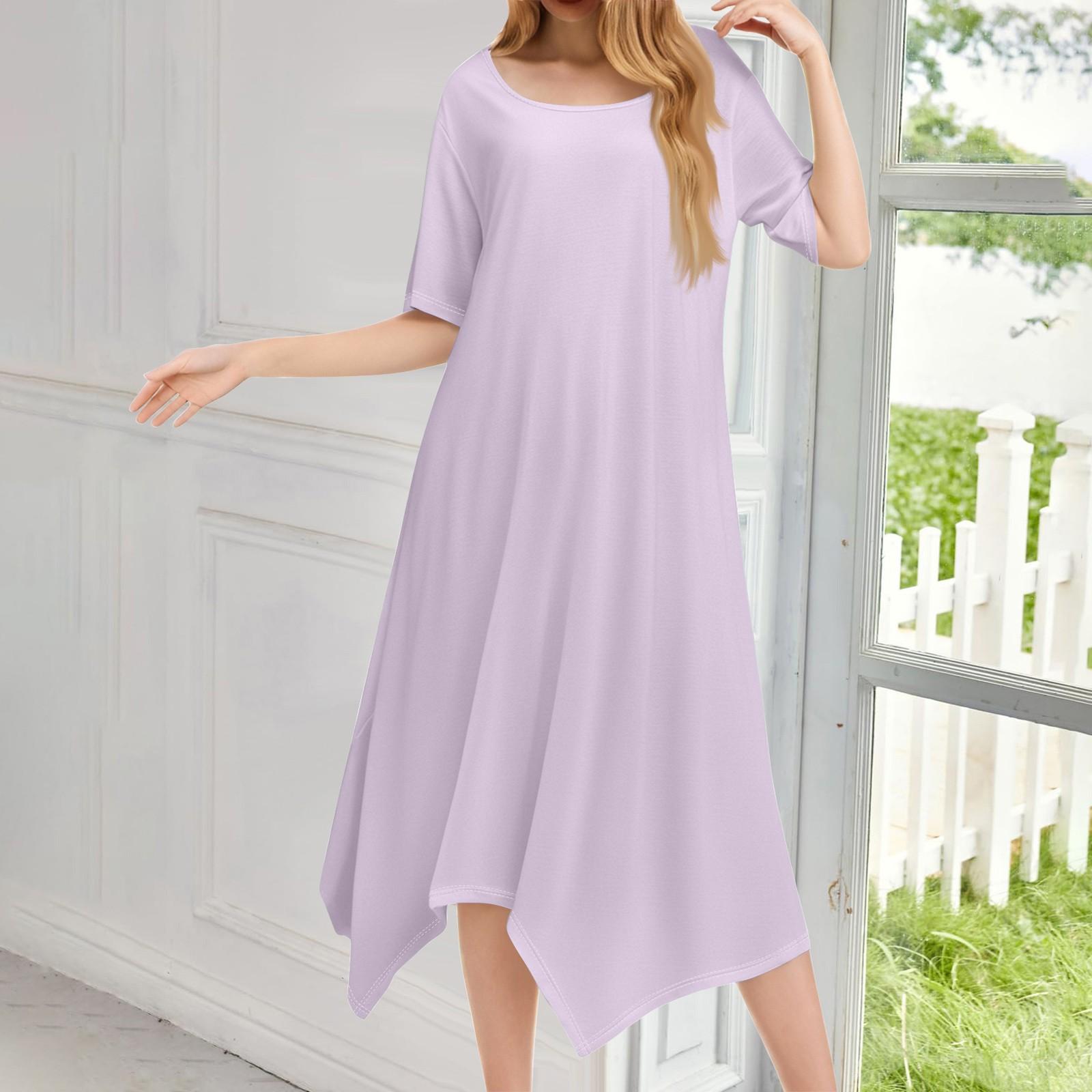 Жіноча повсякденна модна сукня міді з круглим вирізом і короткими рукавами з однотонним нерівним подолом S
Жіноча повсякденна модна сукня міді з круглим вирізом і короткими рукавами з однотонним нерівним подолом S