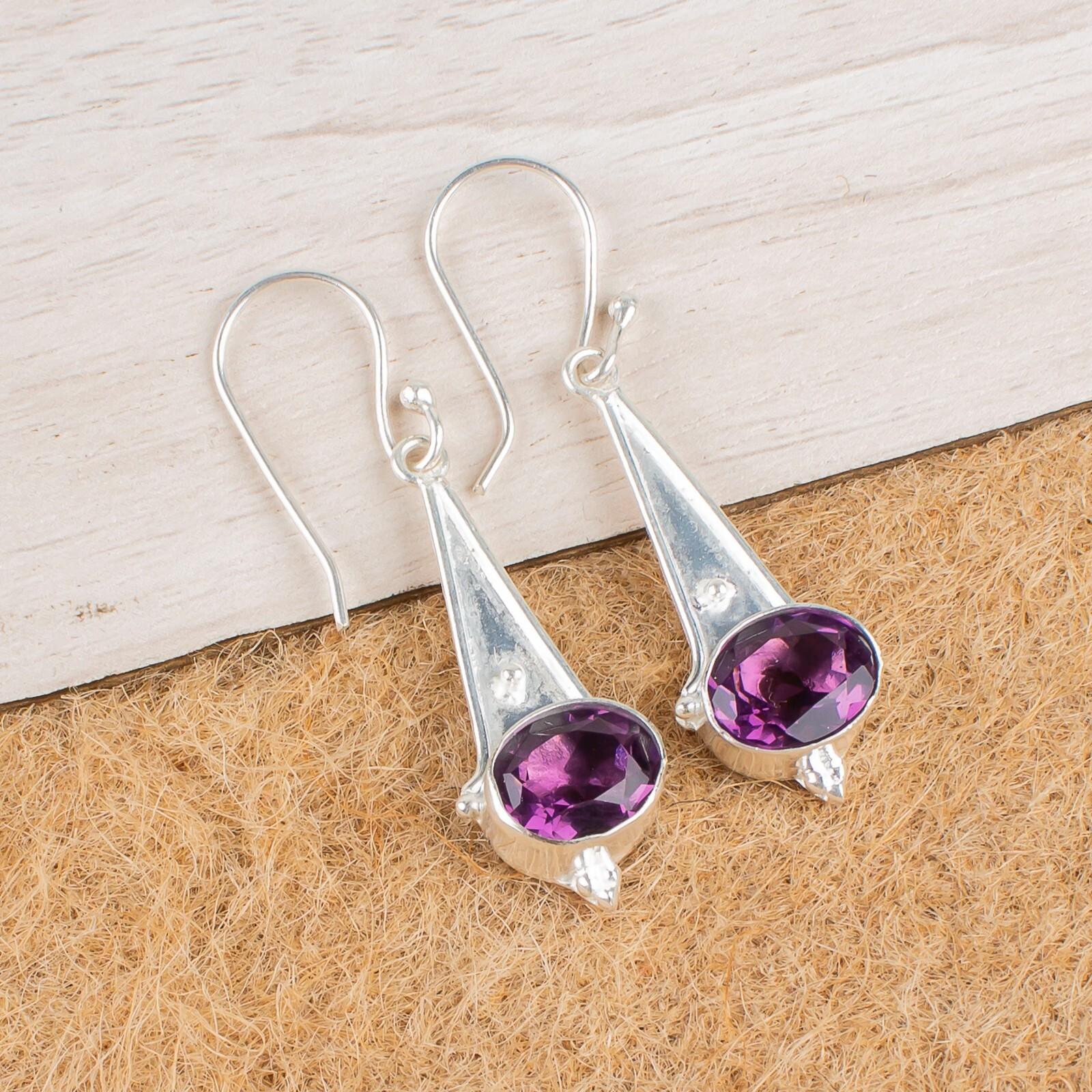 Amethyst Gemstone 925 Sterling Silver Jewelry Handmade Drop/Dangle Earrings1.80 EE-50-7
Amethyst Gemstone 925 Sterling Silver Jewelry Handmade Drop/Dangle Earrings1.80 EE-50-7