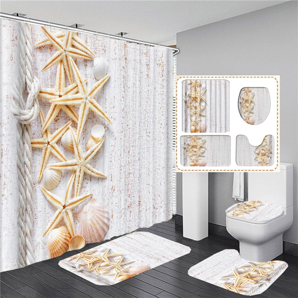 Waterproof Polyester Printing Shower Curtain Beach Shell Starfish Bathroom Curtains Anti-Skid Rugs Toilet Lid Cover Bath Mat W60H190(CM)-1 Pcs
Waterproof Polyester Printing Shower Curtain Beach Shell Starfish Bathroom Curtains Anti-Skid Rugs Toilet Lid Cover Bath Mat W60H190(CM)-1 Pcs