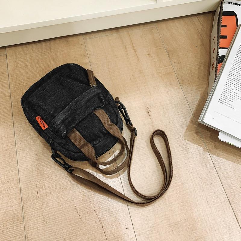 Джинсовая сумка для мобильного телефона Женская модная повседневная наплечная сумка Простая однотонная маленькая квадратная сумка Сумка-мессенджер для студентки чёрный