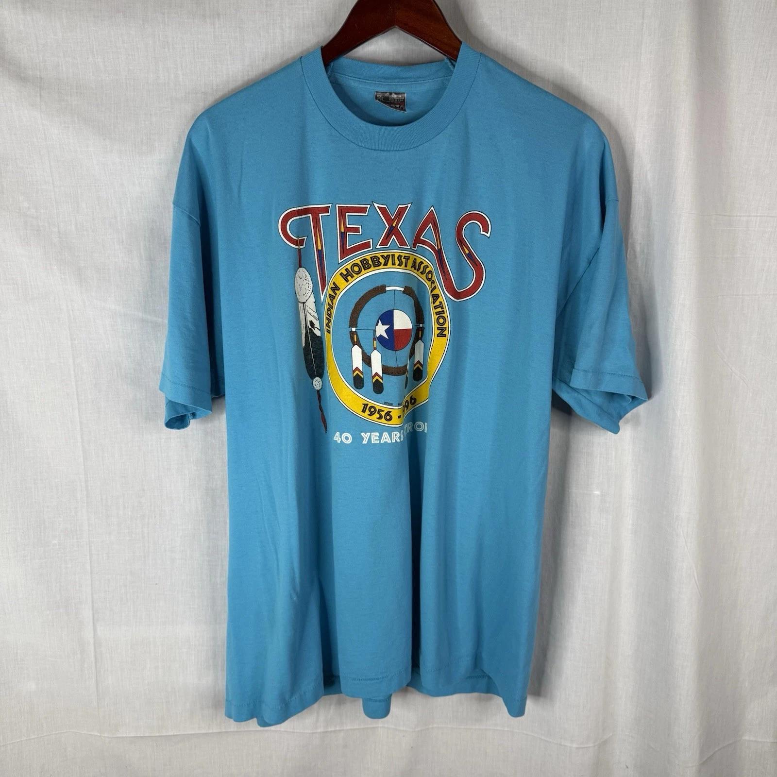 Texas Indian Hobbyist Association 1996 single stitch t-shirt size XXL Adult 90s 3XL
Texas Indian Hobbyist Association 1996 single stitch t-shirt size XXL Adult 90s 3XL
