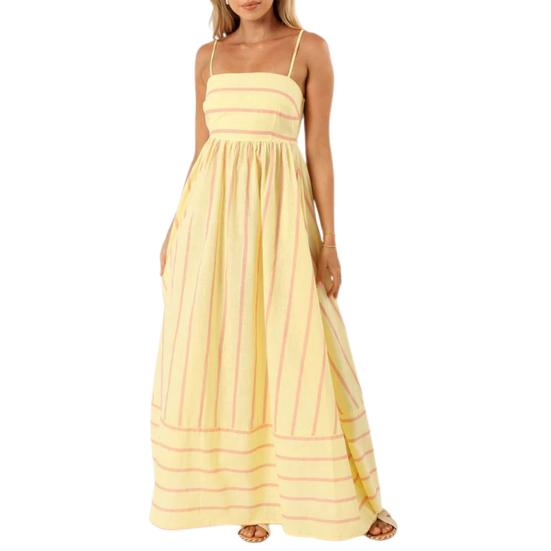 Летнее женское платье в полоску с принтом, без рукавов, с открытой спиной, на тонких бретельках, с вырезом трапециевидной формы, до щиколотки, для отдыха, пляжное платье макси 2XL жёлтый
Летнее женское платье в полоску с принтом, без рукавов, с открытой спиной, на тонких бретельках, с вырезом трапециевидной формы, до щиколотки, для отдыха, пляжное платье макси 2XL жёлтый