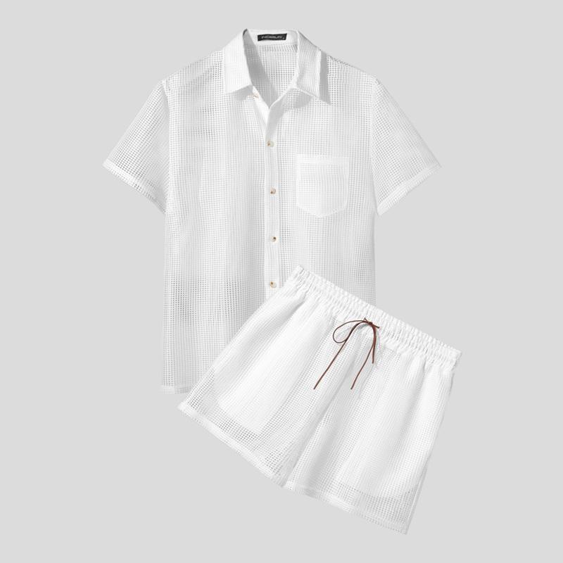 INCERUN Мужские комплекты из двух предметов: полые топы с коротким рукавом, эластичные шорты на кулиске, пляжные комплекты S белый
INCERUN Мужские комплекты из двух предметов: полые топы с коротким рукавом, эластичные шорты на кулиске, пляжные комплекты S белый