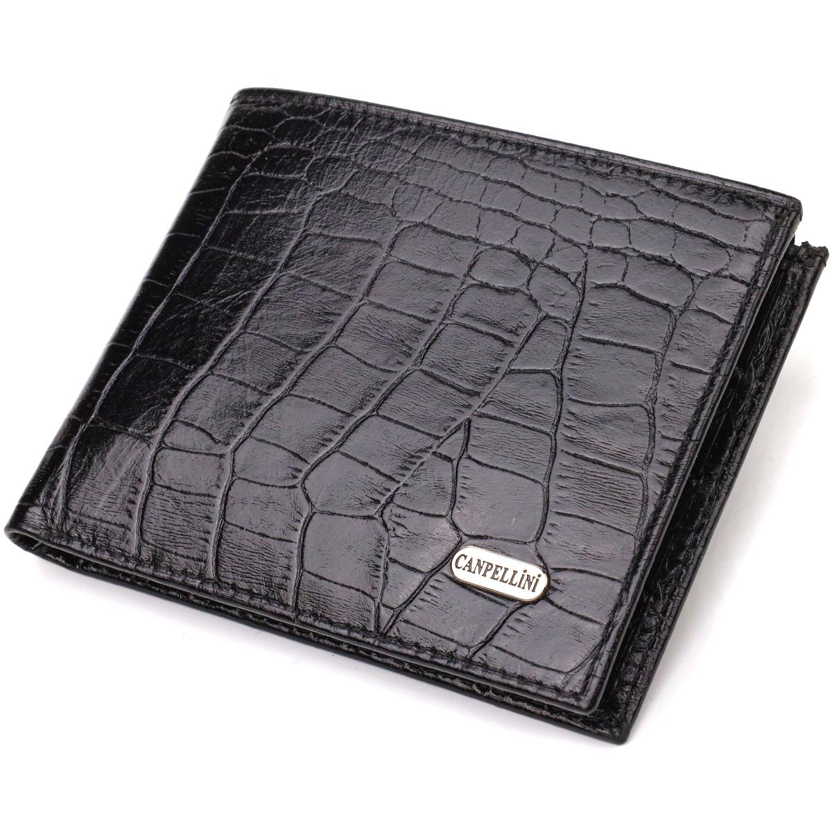 Стильне чоловіче портмоне з натуральної шкіри з тисненням під крокодила CANPELLINI 21867 Чорний
Стильне чоловіче портмоне з натуральної шкіри з тисненням під крокодила CANPELLINI 21867 Чорний