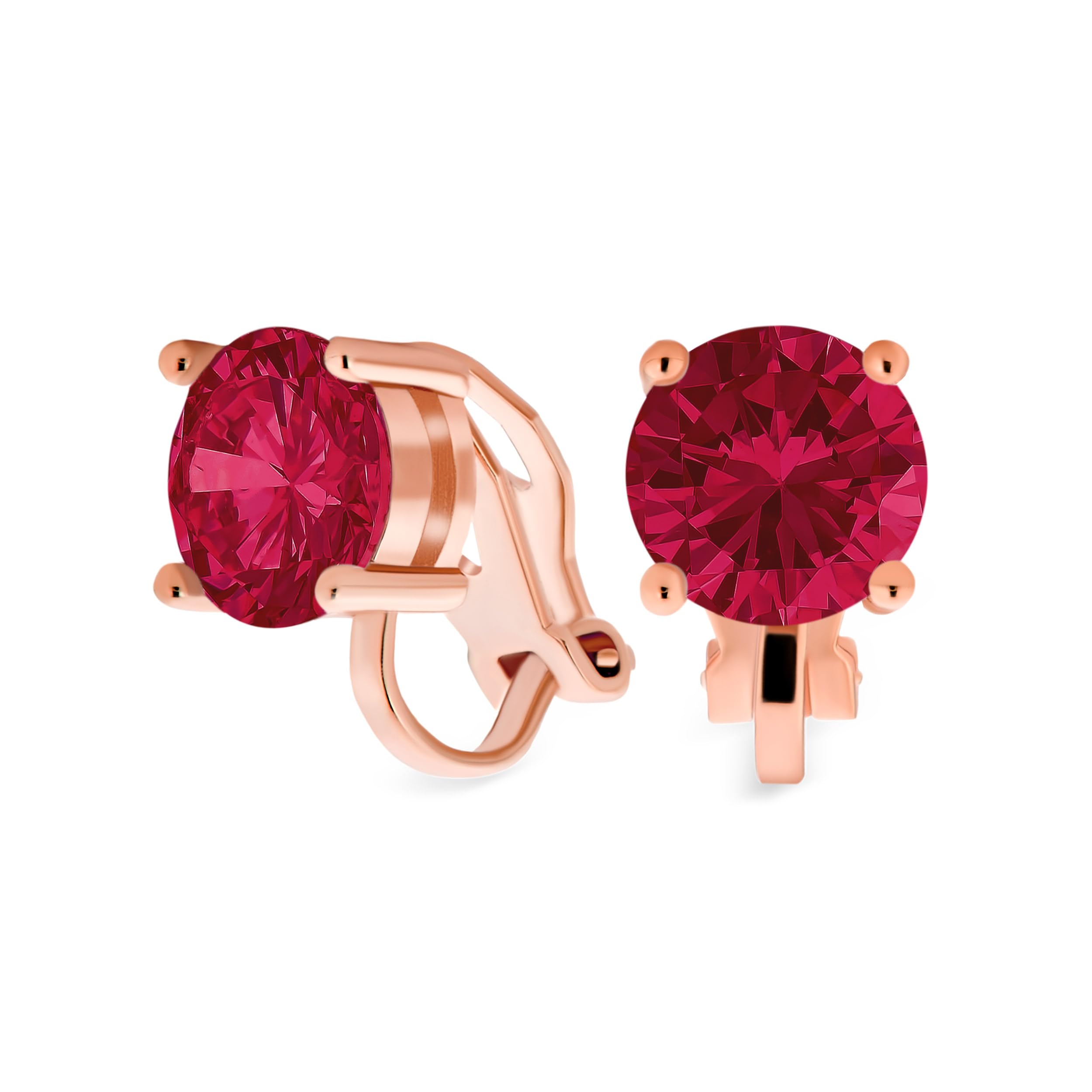 Red Pink Brilliant Cut Solitaire Round Cubic Zirconia CZ Stud Earrings Simulated Ruby Rose Gold Plated 2CT Clip-on Brass
Red Pink Brilliant Cut Solitaire Round Cubic Zirconia CZ Stud Earrings Simulated Ruby Rose Gold Plated 2CT Clip-on Brass