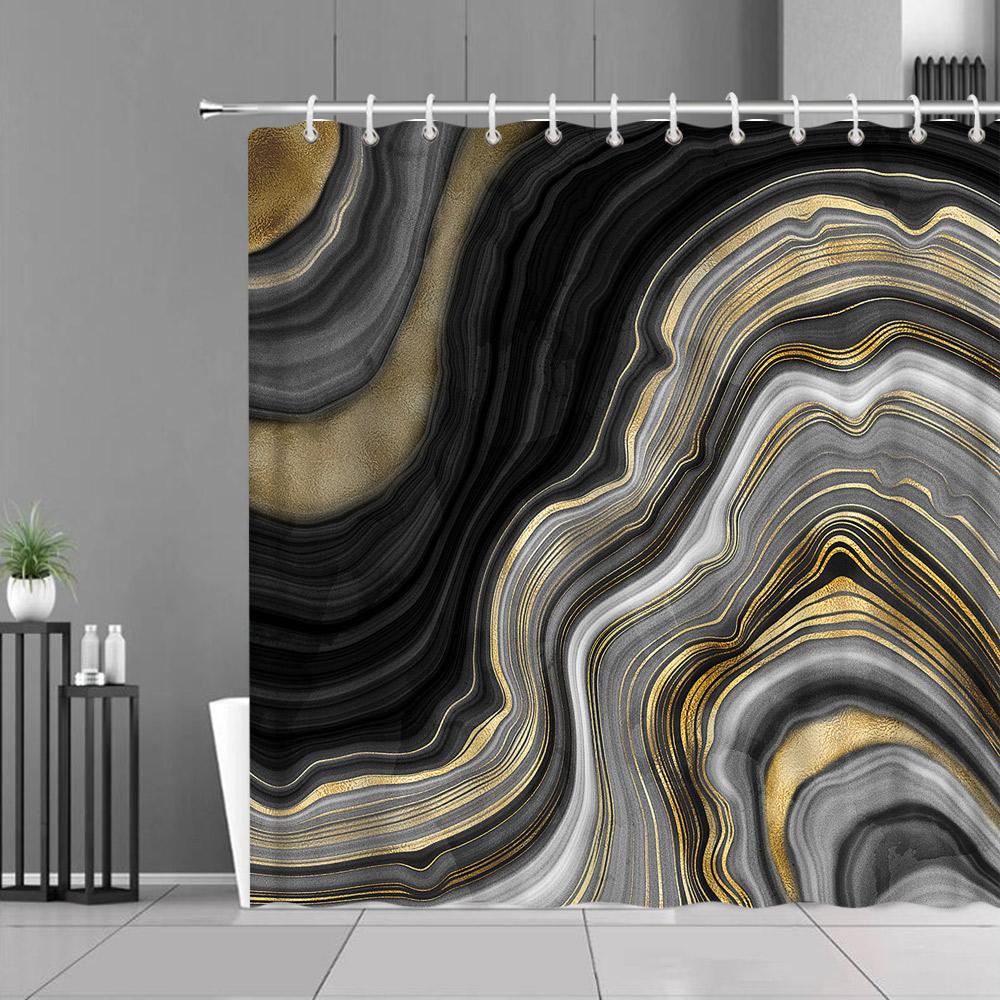 Luxury Black Marble Geometric Shower Curtain Gold Textured Polyester Fabric Washable Shower Curtains Bathroom Decor W60H190(CM)-1 Pcs
Luxury Black Marble Geometric Shower Curtain Gold Textured Polyester Fabric Washable Shower Curtains Bathroom Decor W60H190(CM)-1 Pcs