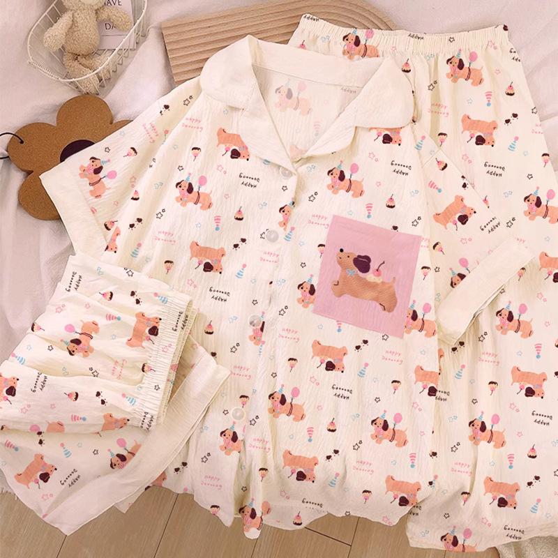 Girls Cute Plaid Cloud Cotton Pajamas Women S Summer Thin Short-Sleeved Loungewear Three-Piece Set 2XL
Girls Cute Plaid Cloud Cotton Pajamas Women S Summer Thin Short-Sleeved Loungewear Three-Piece Set 2XL