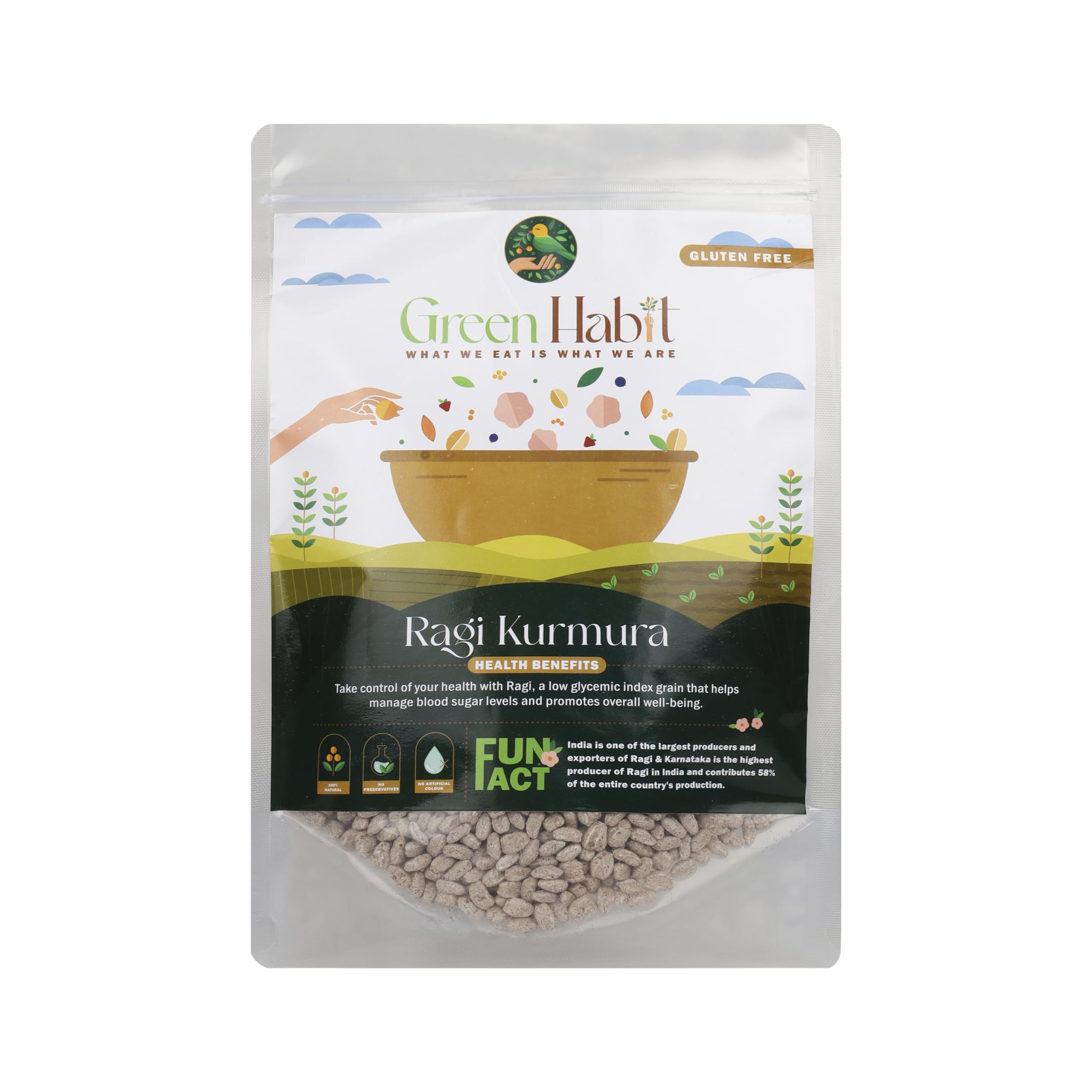Greenhabit Ragi KURMURA MURMURA aka Ragi Puff for Healhty Breakfast Snack Food (200 gm pack of 1)
Greenhabit Ragi KURMURA MURMURA aka Ragi Puff for Healhty Breakfast Snack Food (200 gm pack of 1)