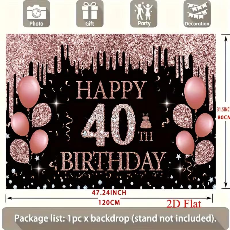 2D 40th Birthday Themed Photo Booth Backdrop with Rose Gold Balloons 47.2x31.5inch/120*80cm
2D 40th Birthday Themed Photo Booth Backdrop with Rose Gold Balloons 47.2x31.5inch/120*80cm