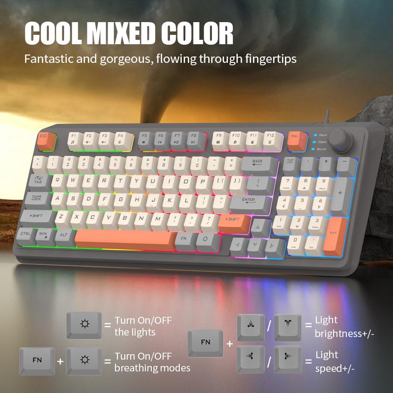 XUNFOX K82 94 Keys Gaming Wired Keyboard Mixed Color Backlit USB Keyboard with Kickstand Slight Light
XUNFOX K82 94 Keys Gaming Wired Keyboard Mixed Color Backlit USB Keyboard with Kickstand Slight Light