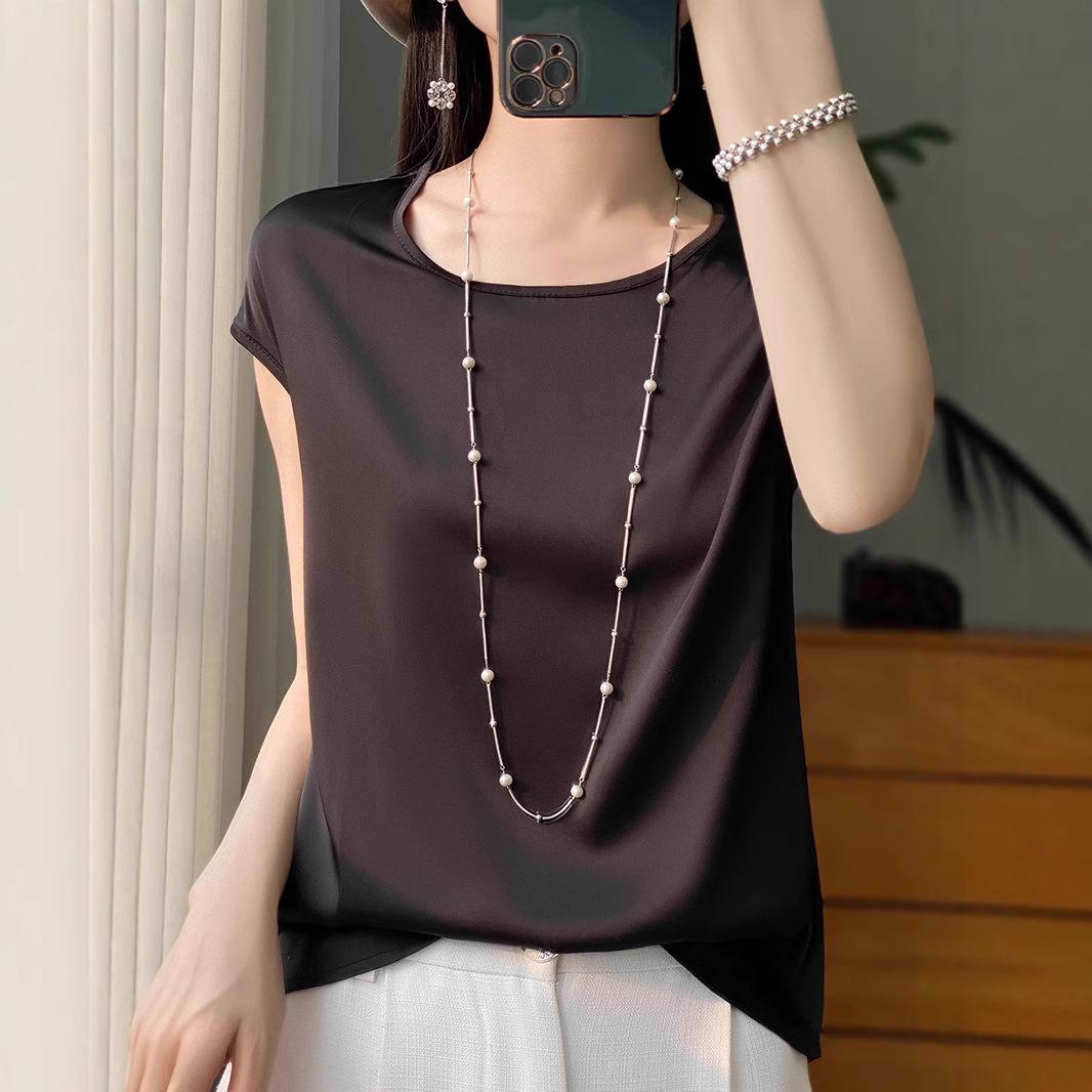 Women s Puff Sleeve Silk Satin T-Shirt, Crew Neck, Short Sleeve, Slimming Loose Fit, Ideal for Pairing with Suits. XXL чёрный
Women s Puff Sleeve Silk Satin T-Shirt, Crew Neck, Short Sleeve, Slimming Loose Fit, Ideal for Pairing with Suits. XXL чёрный