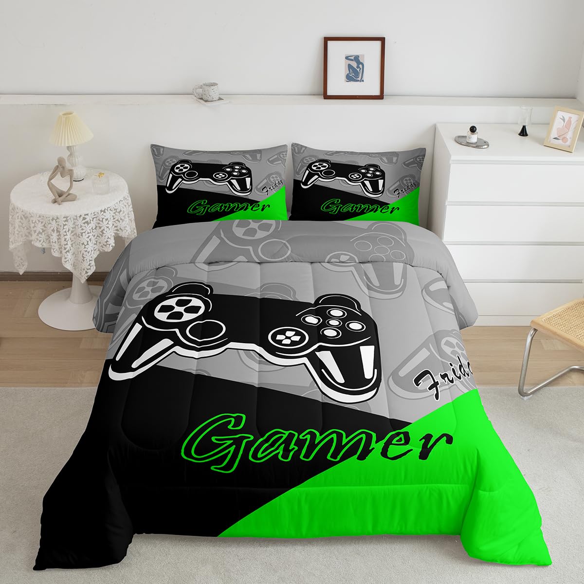 Feelyou Gamer Comforter Set for Boys Teens Gaming Bedding Set Video Game Contoller Home Decor for Kids Down Alternative Comforter Twin Size 155x200cm
Feelyou Gamer Comforter Set for Boys Teens Gaming Bedding Set Video Game Contoller Home Decor for Kids Down Alternative Comforter Twin Size 155x200cm