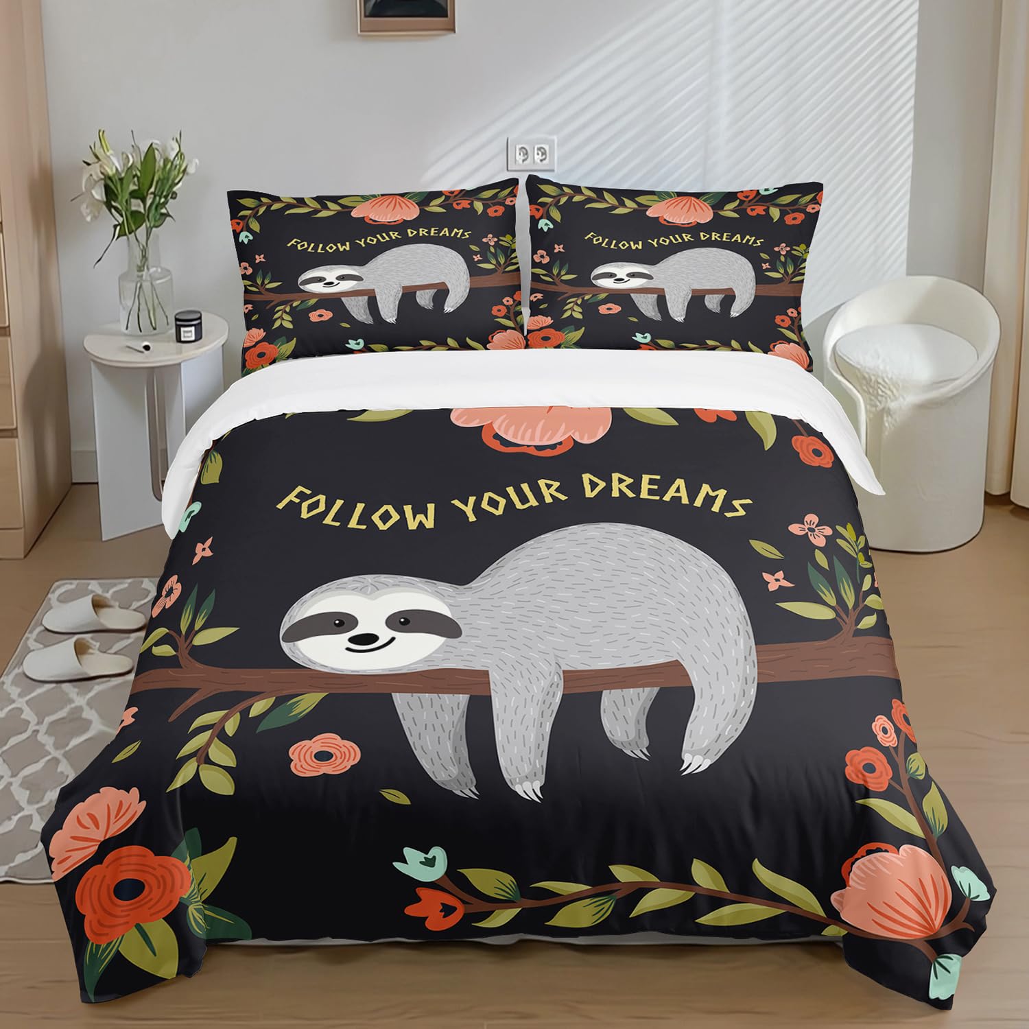 Carton Sloth Soft Duvet Cover Set Young Girls Young Boys Bedrom Tropical Leaves Warm Comforter Cover Ful Sized Dimensions Lovely Animals Beding Set 120*200cm Single
Carton Sloth Soft Duvet Cover Set Young Girls Young Boys Bedrom Tropical Leaves Warm Comforter Cover Ful Sized Dimensions Lovely Animals Beding Set 120*200cm Single