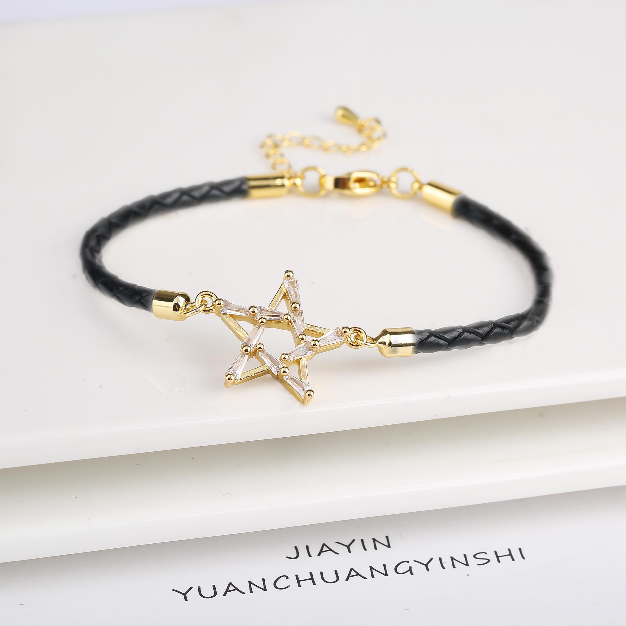 Personalized Square Geometric Star Zirconia Leather Braided Adjustable Bracelet Temperament for Women Party Zircon Couple Gift
Personalized Square Geometric Star Zirconia Leather Braided Adjustable Bracelet Temperament for Women Party Zircon Couple Gift