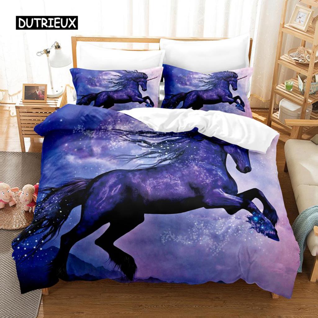 Пододеяльник с изображением лошади, комплект постельного белья King Size, черный, белый, коричневый, с принтом лошади, полиэстер, 3D-животное для взрослых и подростков, пододеяльник EU single(135x200cm)