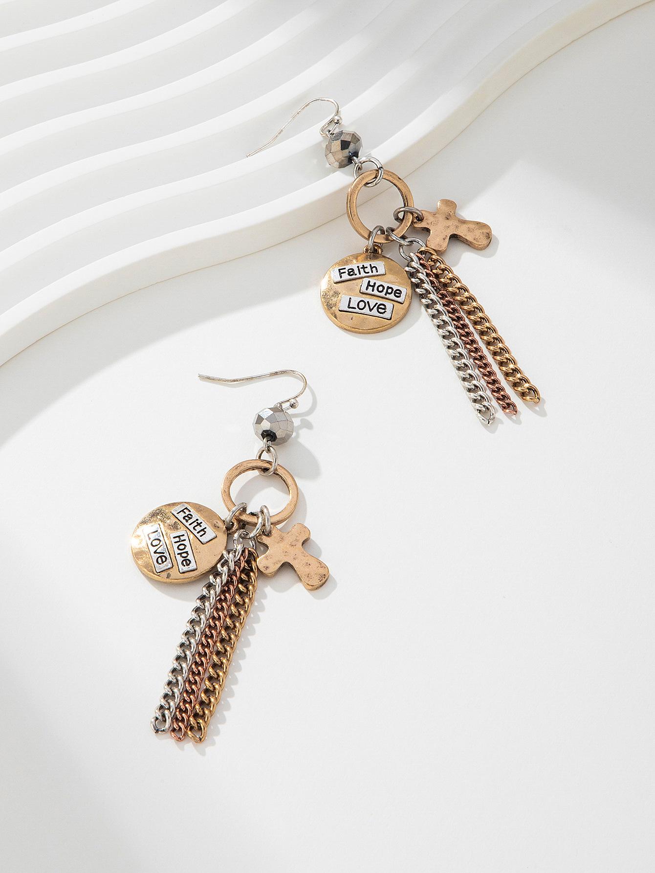 French Retro Layered Tassel Stud Earrings with Chain and Cross Elements for Women золотой
French Retro Layered Tassel Stud Earrings with Chain and Cross Elements for Women золотой