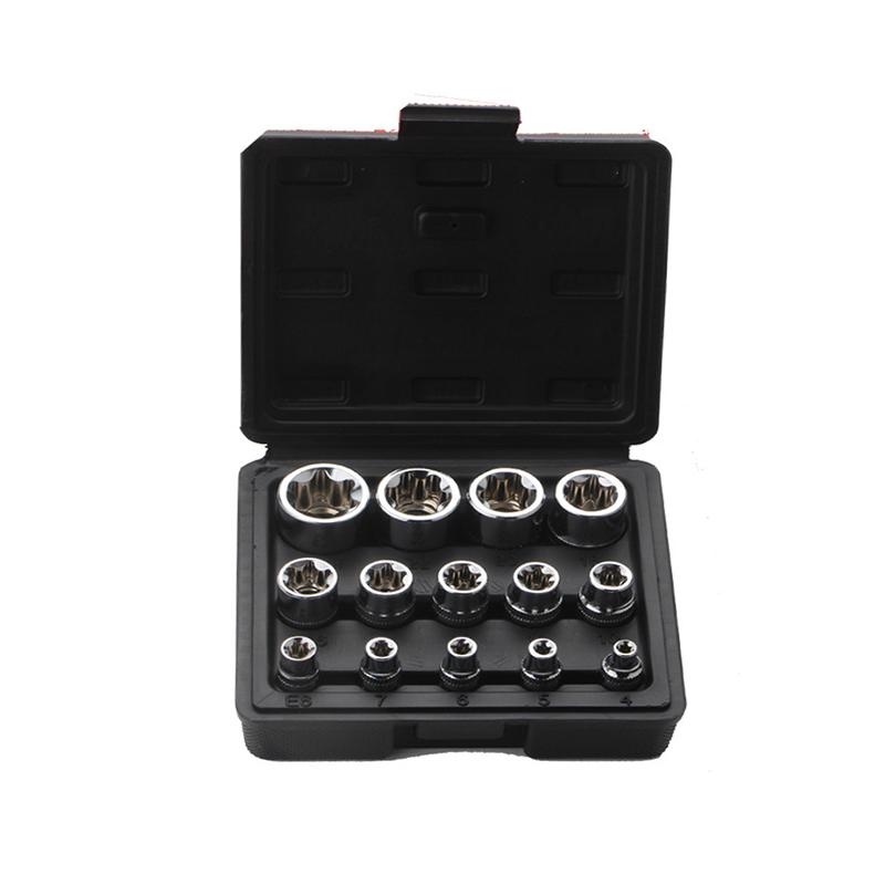 14-Piece E-Torx Socket Set E4 to E24mm Star Socket Wrench Kit with 1/4 3/8 1/2 Drive Professional Automotive Repair Tool Set чорний
14-Piece E-Torx Socket Set E4 to E24mm Star Socket Wrench Kit with 1/4 3/8 1/2 Drive Professional Automotive Repair Tool Set чорний