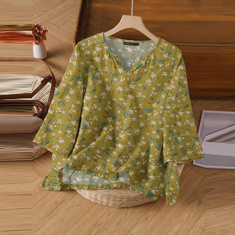 ZANZEA Женская повседневная блузка с V-образным вырезом, свободным рукавом 3/4 и цветочным принтом 5XL
ZANZEA Женская повседневная блузка с V-образным вырезом, свободным рукавом 3/4 и цветочным принтом 5XL