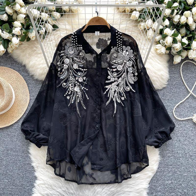 Легкая роскошь светская львица тяжелая промышленность бисер пайетки вышивка рукав-фонарик рубашки женские лето тонкие свободные уличные с длинным рукавом топ Black All yards
Легкая роскошь светская львица тяжелая промышленность бисер пайетки вышивка рукав-фонарик рубашки женские лето тонкие свободные уличные с длинным рукавом топ Black All yards