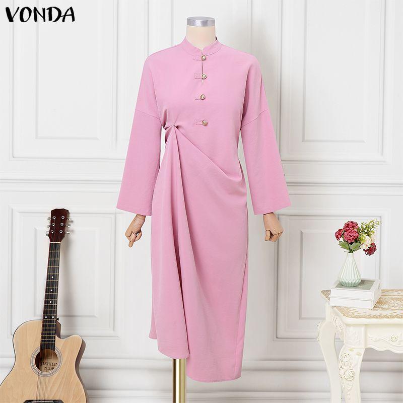 VONDA Women Round Neck Long Sleeve Side Button Waist Ruffled Casual Long Maxi Robe Dress S рожевий
VONDA Women Round Neck Long Sleeve Side Button Waist Ruffled Casual Long Maxi Robe Dress S рожевий