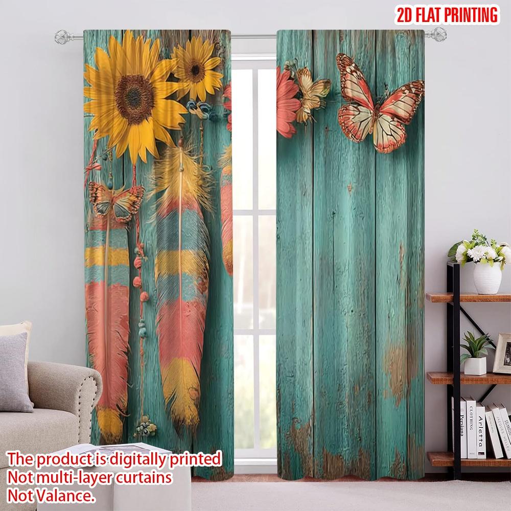 Set Of 2 Flat Printing Drapes Sunflower Feather Butterfly Digital Printed Polyester All Season Party Holiday Decor Curtain W100*H70(CM)-Grommet top&1PCS
Set Of 2 Flat Printing Drapes Sunflower Feather Butterfly Digital Printed Polyester All Season Party Holiday Decor Curtain W100*H70(CM)-Grommet top&1PCS
