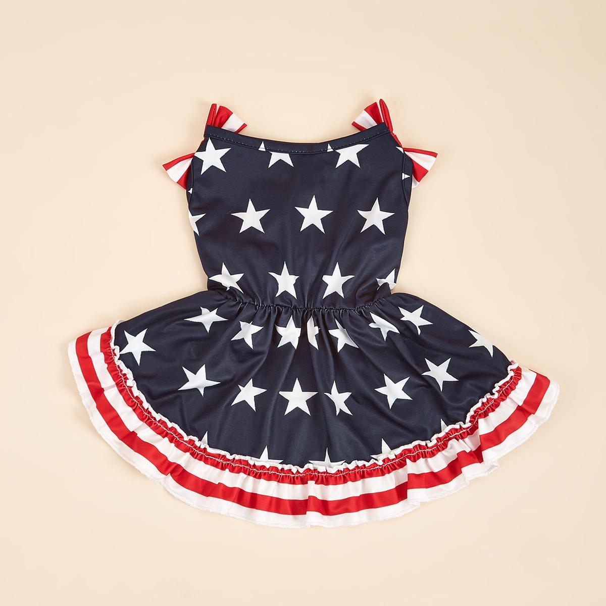 Striped Dress Shirt Cute Bowknot Sundress American Flag Stars Printed Princess Summer Puppy Apparel Clothes with Ruffles for Sma XS(old) синій
Striped Dress Shirt Cute Bowknot Sundress American Flag Stars Printed Princess Summer Puppy Apparel Clothes with Ruffles for Sma XS(old) синій