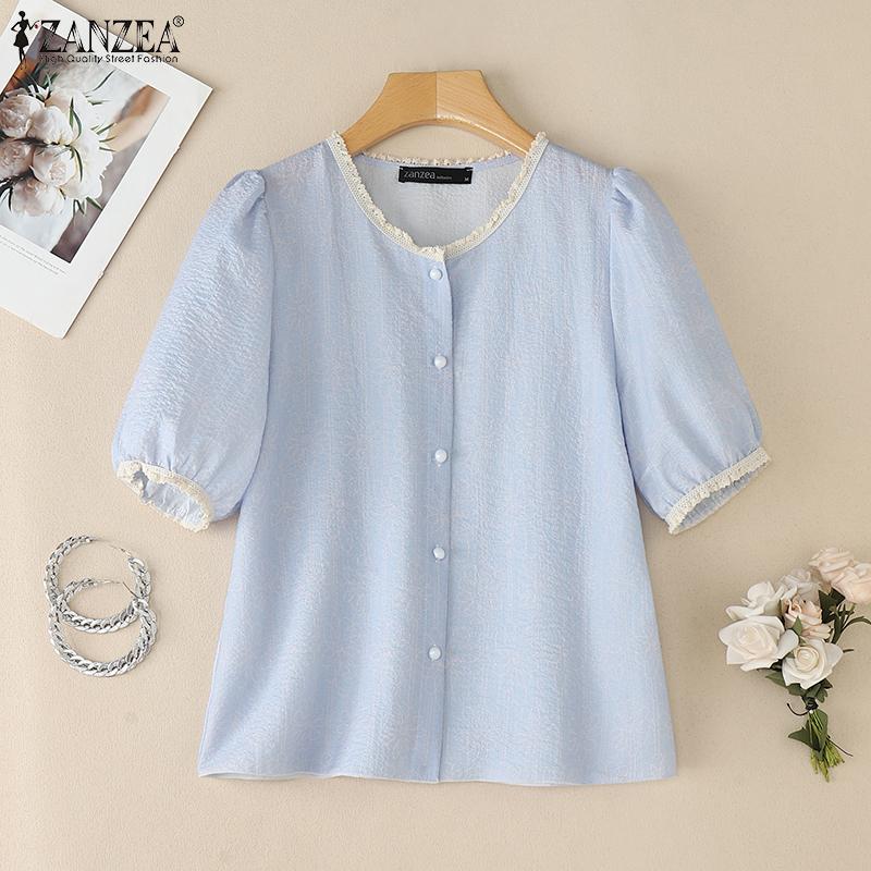 ZANZEA Women Summer Lace Splice Round Neck Casual Short Sleeve Blouse S світло-синій колір
ZANZEA Women Summer Lace Splice Round Neck Casual Short Sleeve Blouse S світло-синій колір