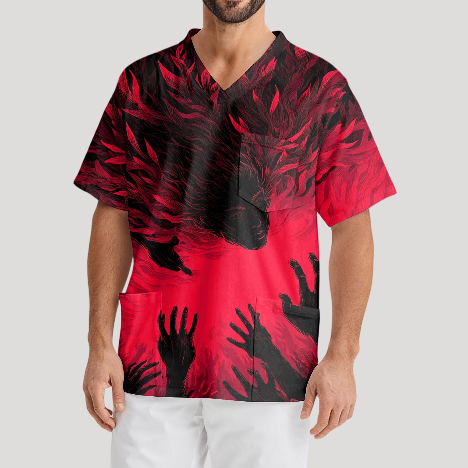 Мужская рабочая блузка с короткими рукавами и v-образным вырезом с принтом, топ с нагрудным карманом XL винный
Мужская рабочая блузка с короткими рукавами и v-образным вырезом с принтом, топ с нагрудным карманом XL винный