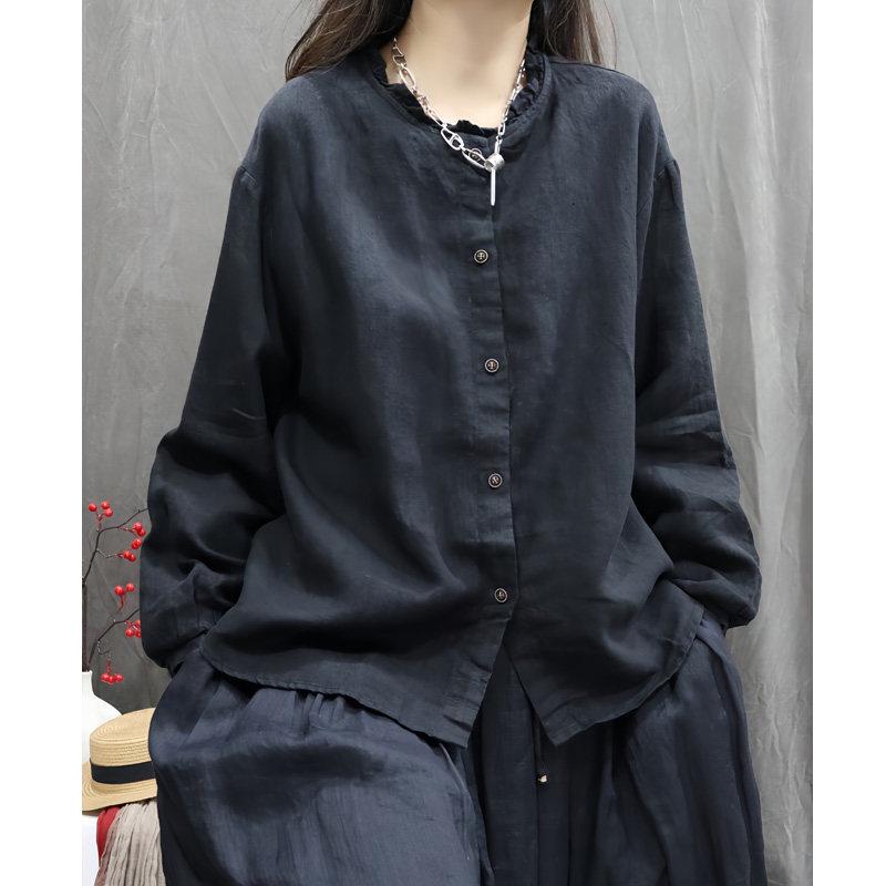 Spring 2025 Washed Cotton Linen Long Sleeve Casual Retro Loose Top Large чорний
Spring 2025 Washed Cotton Linen Long Sleeve Casual Retro Loose Top Large чорний