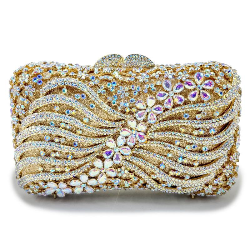 Luxury Crystal Evening Clutch Bag Gold Metallic Box Flower Minaudiere Women Champagne Handbags Party Prom Ladies Clutches 20cmX18cmX8cm
Luxury Crystal Evening Clutch Bag Gold Metallic Box Flower Minaudiere Women Champagne Handbags Party Prom Ladies Clutches 20cmX18cmX8cm
