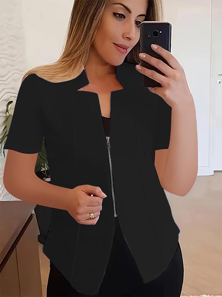 Fashion Women s Small Suit Tailored Collar Zipper Short Sleeve Plus Size Casual Solid Color Suit Jacket Tops Versatile Suit 2XL чорний
Fashion Women s Small Suit Tailored Collar Zipper Short Sleeve Plus Size Casual Solid Color Suit Jacket Tops Versatile Suit 2XL чорний