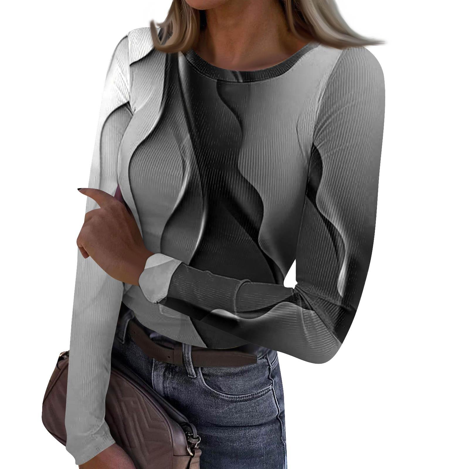 Женская и зимняя футболка с тонким низом, модная повседневная футболка с градиентным принтом и круглым вырезом, пуловер с длинным рукавом XXXL
Женская и зимняя футболка с тонким низом, модная повседневная футболка с градиентным принтом и круглым вырезом, пуловер с длинным рукавом XXXL