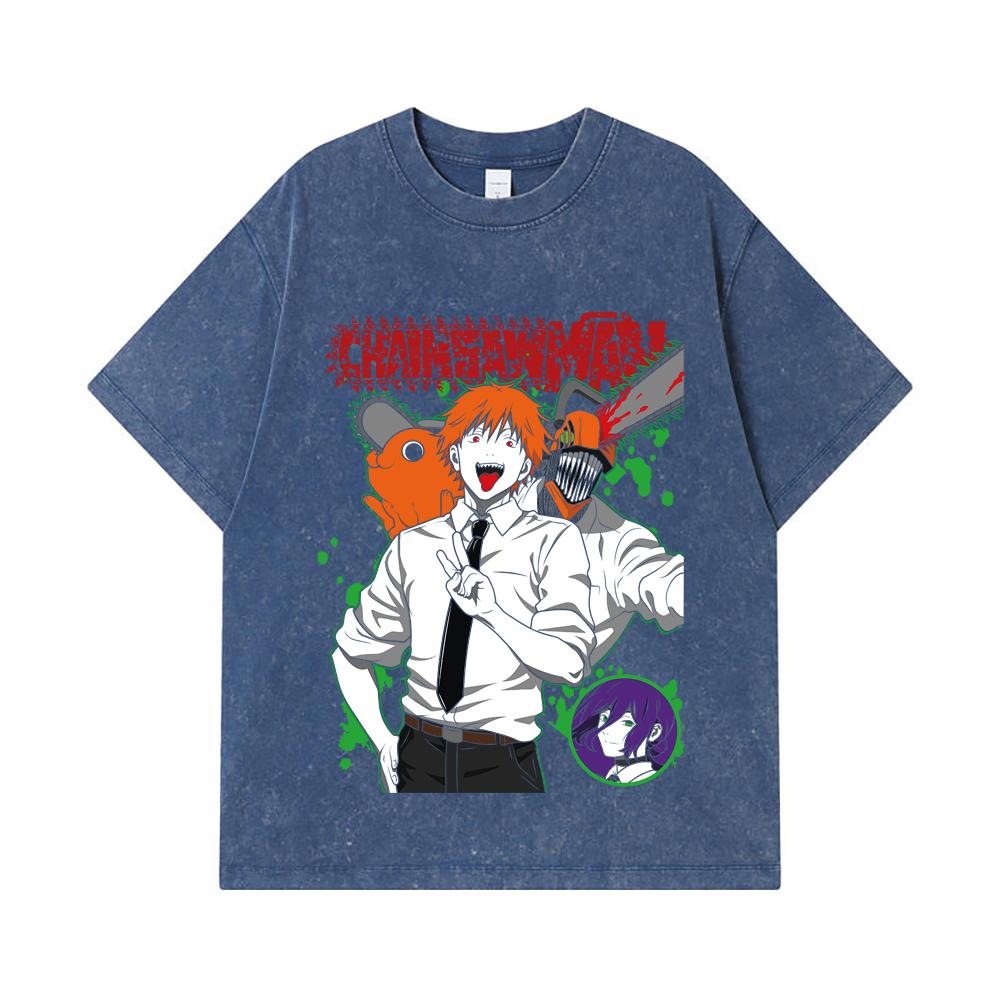 275 GSM Washed T-shirts 100% Cotton Chainsaw Man V46 Denji Print Unisex Heavy Cotton T Shirt 2XL королівський синій колір
275 GSM Washed T-shirts 100% Cotton Chainsaw Man V46 Denji Print Unisex Heavy Cotton T Shirt 2XL королівський синій колір