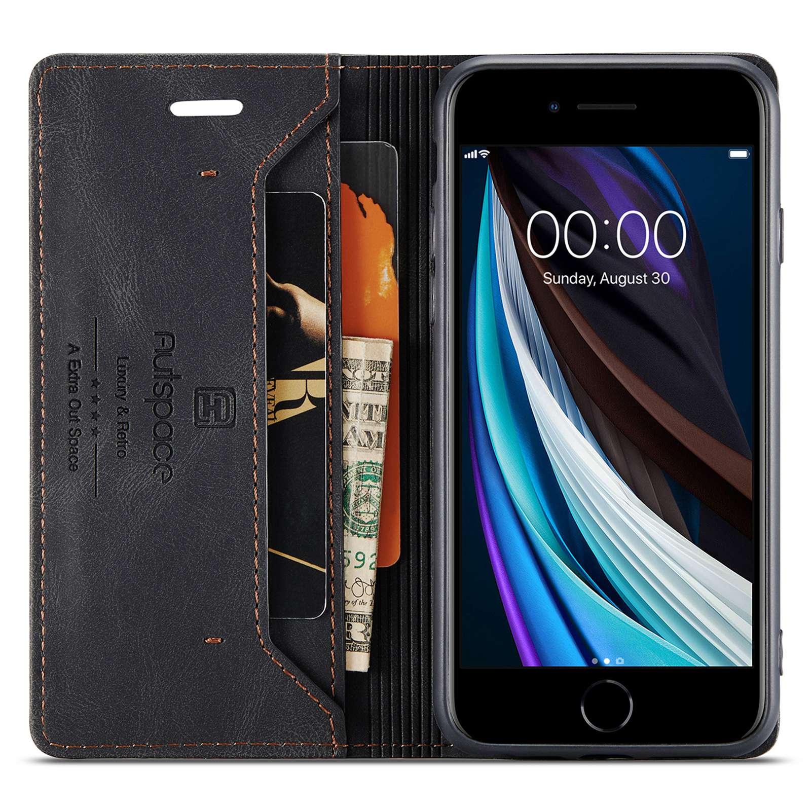 AUTSPACE A01 Series for iPhone 6/7/8/SE (2020)/SE (2022) PU Leather Case RFID Blocking Wallet Flip Stand Cover Black
AUTSPACE A01 Series for iPhone 6/7/8/SE (2020)/SE (2022) PU Leather Case RFID Blocking Wallet Flip Stand Cover Black