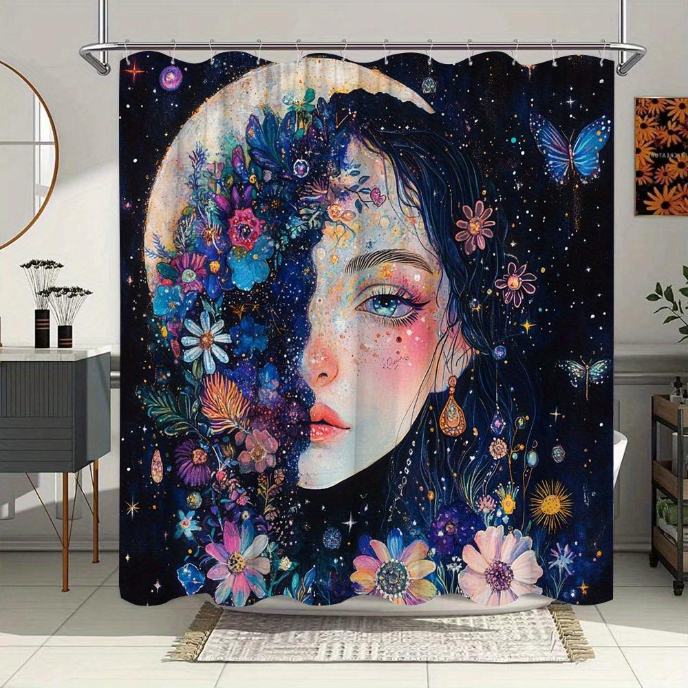 Mystical Moon And Flowers Waterproof Shower Curtain For Modern Bathroom Decor, Stylish And Durable, Perfect For Home Use W60H190(CM)-1 Pcs
Mystical Moon And Flowers Waterproof Shower Curtain For Modern Bathroom Decor, Stylish And Durable, Perfect For Home Use W60H190(CM)-1 Pcs