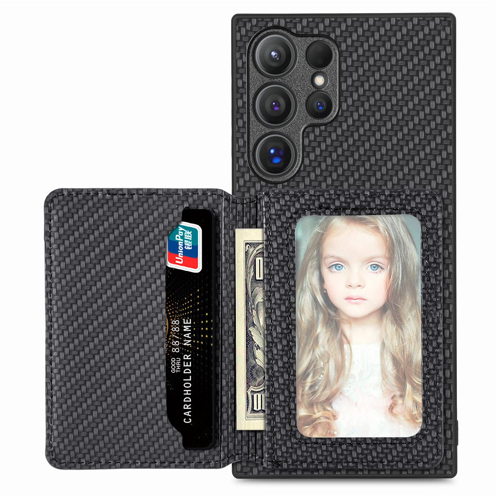 For Samsung Galaxy S25 Ultra Case RFID Blocking Carbon Fiber Leather Phone Back Cover with Card Holder Black
For Samsung Galaxy S25 Ultra Case RFID Blocking Carbon Fiber Leather Phone Back Cover with Card Holder Black