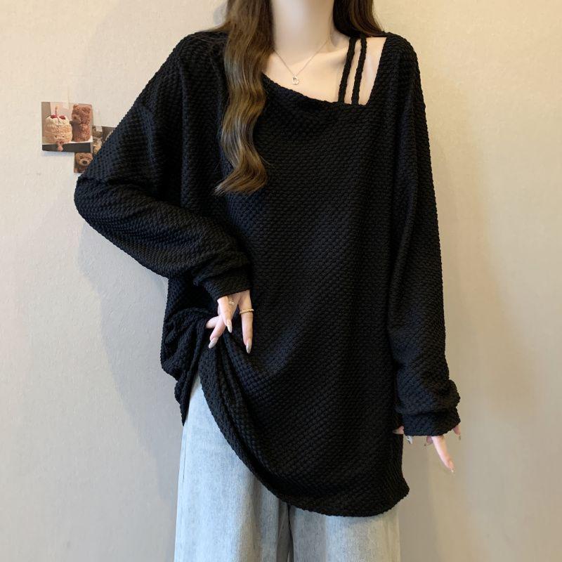 Plus Size Irregular Collarbone Long Sleeve T-shirt: Spring/Autumn Loose, Fashionable, Slimming Top for Women 3XL чорний
Plus Size Irregular Collarbone Long Sleeve T-shirt: Spring/Autumn Loose, Fashionable, Slimming Top for Women 3XL чорний