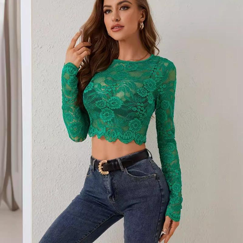 Women s New Sexy Single-layer Lace Lace Long-sleeved Short Section Hedging Slim Thin T-shirt Tops L
Women s New Sexy Single-layer Lace Lace Long-sleeved Short Section Hedging Slim Thin T-shirt Tops L