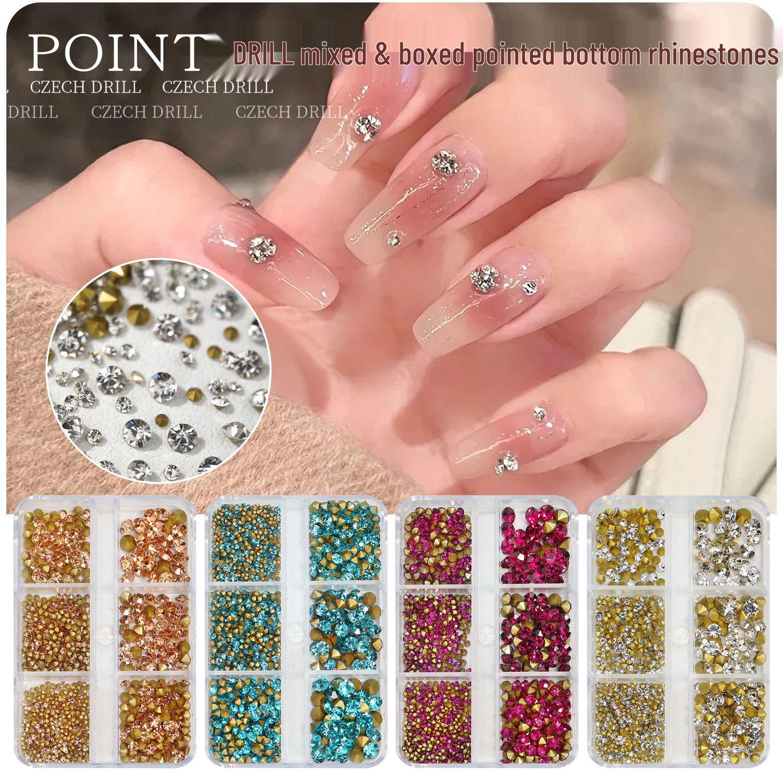 New Nail Art Diamond Pack: 6-Compartment Box with White & Pink Pointed Glass Rhinestones for Nail Jewelry.
New Nail Art Diamond Pack: 6-Compartment Box with White & Pink Pointed Glass Rhinestones for Nail Jewelry.