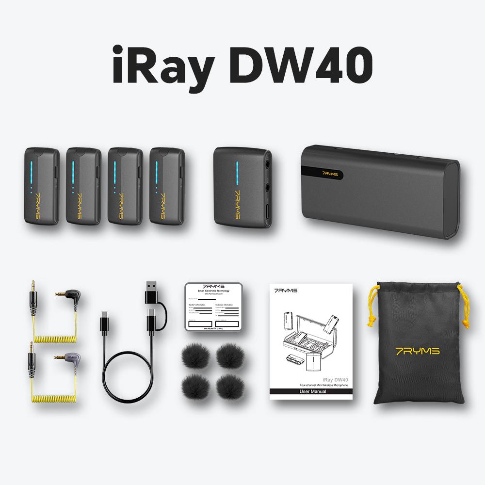 7RYMS iRay DW40 Four-channel Lavalier Wireless Microphone 4 Audio Tracks Individual Output Noise Cancellation Lapel Microphone iRay DW40 Black
7RYMS iRay DW40 Four-channel Lavalier Wireless Microphone 4 Audio Tracks Individual Output Noise Cancellation Lapel Microphone iRay DW40 Black