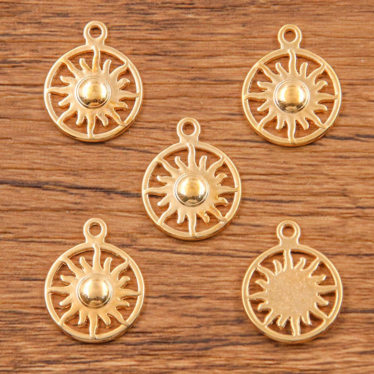Sun Pendant Charms Set Metal Round Cutout Design with Central Dome Detail for Jewelry Making Crafting Accessories One Size
Sun Pendant Charms Set Metal Round Cutout Design with Central Dome Detail for Jewelry Making Crafting Accessories One Size