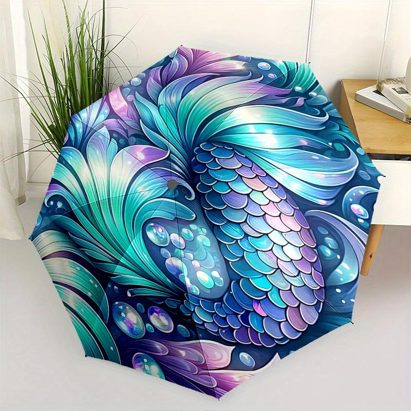 Mermaid Tail, Floral Fantasy Automatic Folding Umbrella 8 Ribs, Durable Iron Frame, Bright Color Pattern Compact Travel Umbrella, Suitable
Mermaid Tail, Floral Fantasy Automatic Folding Umbrella 8 Ribs, Durable Iron Frame, Bright Color Pattern Compact Travel Umbrella, Suitable