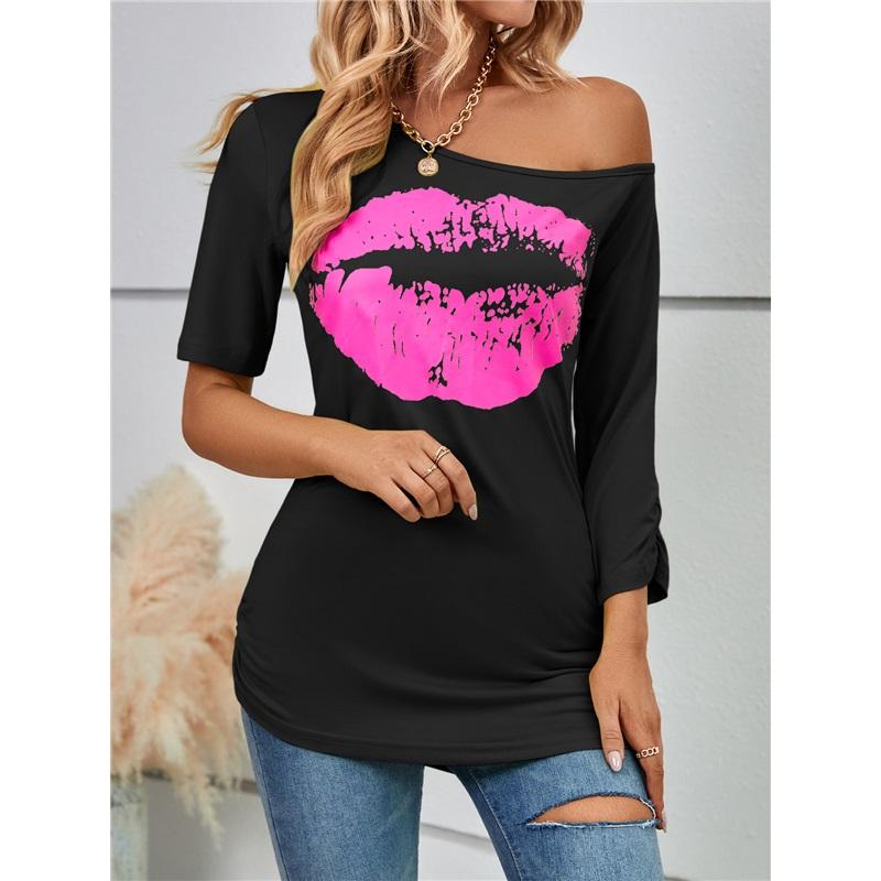 Европа и Соединенные Штаты Губы Печатный Короткий рукав S темно-малинового
Европа и Соединенные Штаты Губы Печатный Короткий рукав S темно-малинового