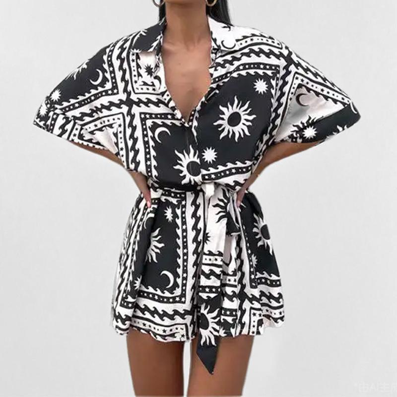 2025 spring new women s clothing temperament elegant waist lace-up geometric printing sexy jumpsuit S чёрный
2025 spring new women s clothing temperament elegant waist lace-up geometric printing sexy jumpsuit S чёрный