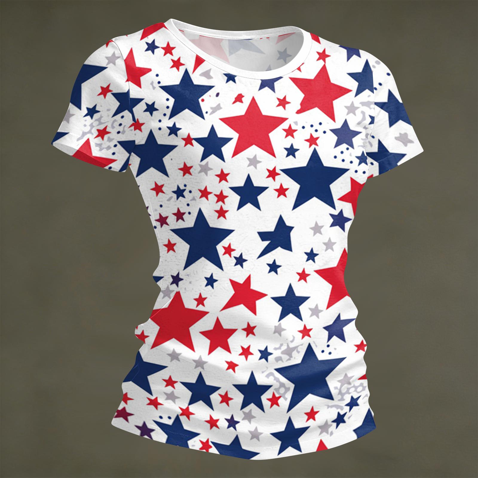 Women s Fashion Round Neck Independence Day Print Short Sleeve Loose Crewneck T-Shirt Top XL білий
Women s Fashion Round Neck Independence Day Print Short Sleeve Loose Crewneck T-Shirt Top XL білий